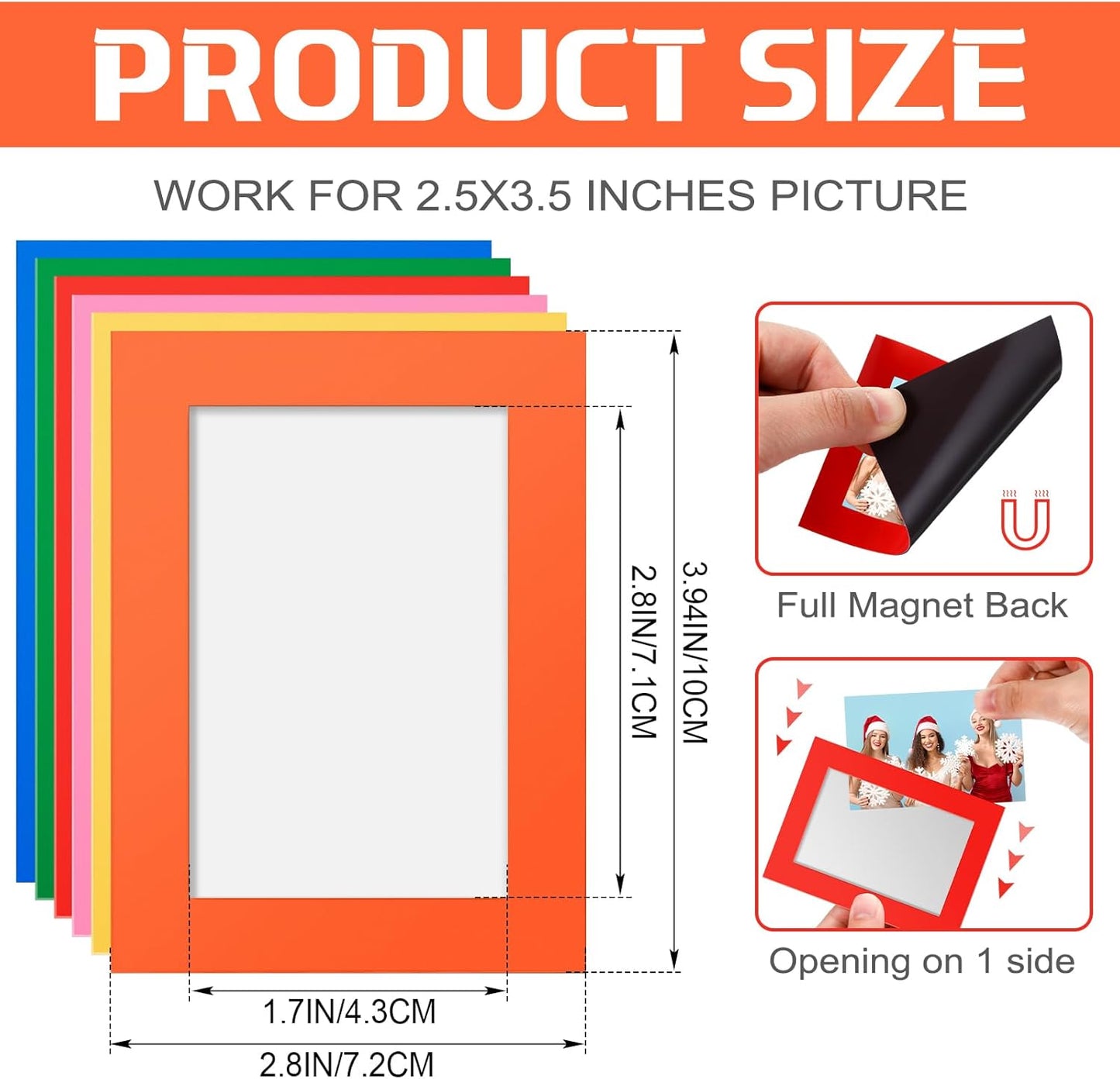 Soaoo 60 Pcs Magnetic Picture Frames Wallet Size 2.5 x 3.5 Inches Reusable Magnetic Photo Sleeves Picture Frame Holder for Home Cabinet Office Graduation Xmas Anniversary Classroom(Multicolored)