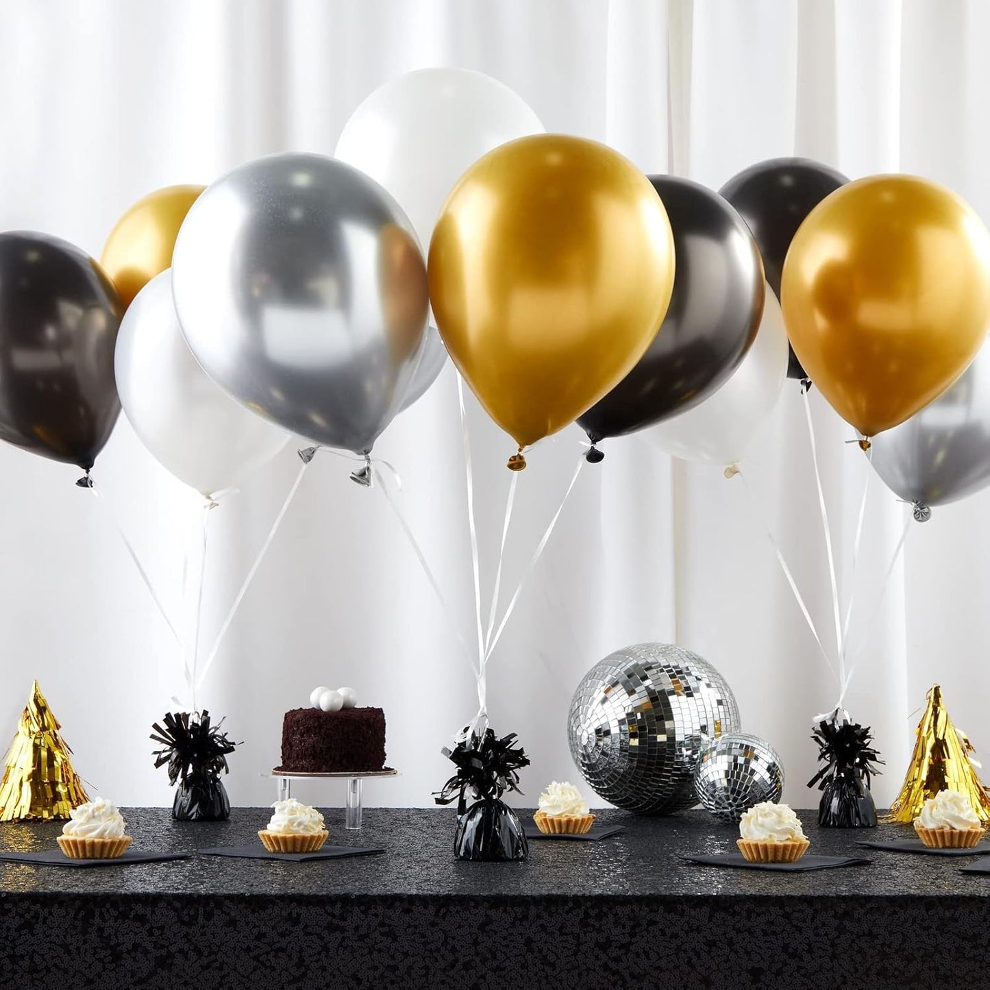 BLUE PANDA Black Balloon Weights - Pack of 15, 6 Oz, 4.5 In - Helium Balloon Weight Bulk for Table Centerpieces & Outdoor Events