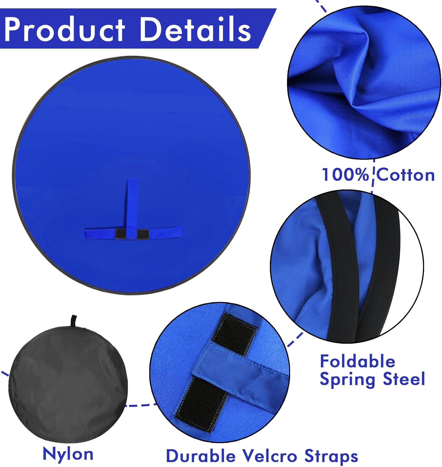 Portable Blue Screen Chair, 57 in BlueBackdrop with Stand Double Sided Foldable Screen Background, Chroma Key, Blue Backdrop for Chair Photography Streaming Gaming Photo Zoom Video Chats and Meeting