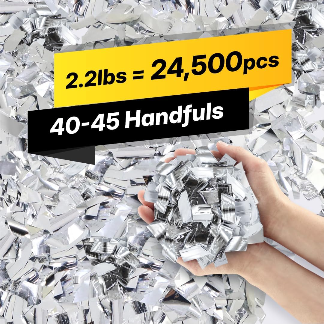 Silver Confetti Paper - BULK 2.2lbs | 1kg, Biodegradable Tissue Paper, Rainbow Light Weight, Non-Staining Paper, for Events, Crafts, Decorations