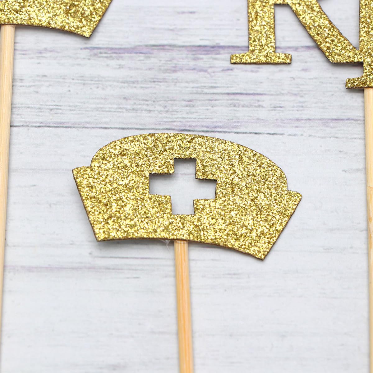 Cupcakes Cupcake Topper 24pcs Cupcake Toppers for Rn Themed Graduation Party Supplies Golden Cupcake Cups