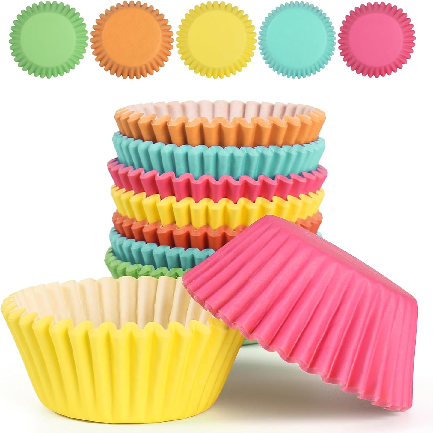 1.4 inch 1000-Count Mini Cupcake Liners Bright Colorful Muffin Baking Cups, Odorless,Baking Paper Cups for Baking Candy Cooking，Upgraded & Food Grade Grease-Proof Paper (Rainbow, 1.4Inch)