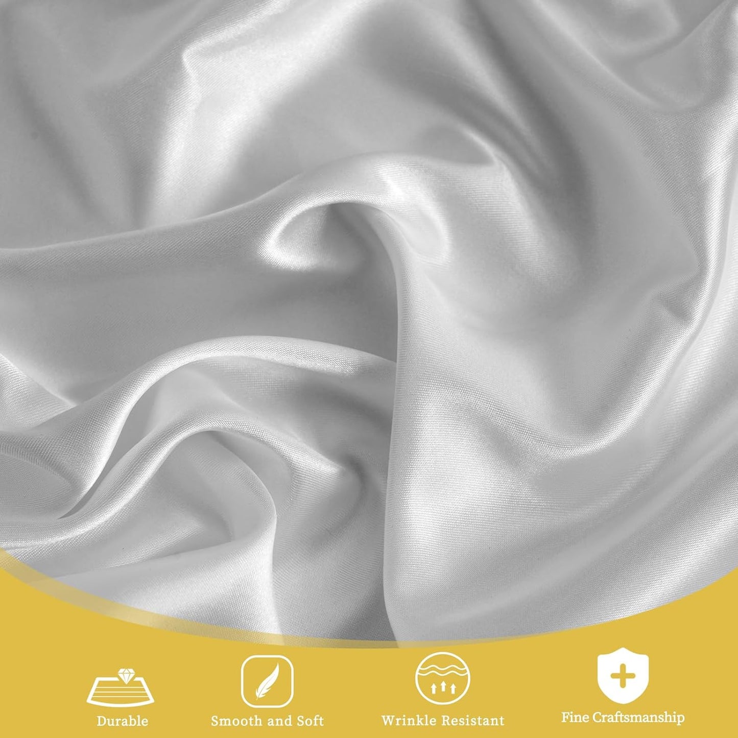 12 Pack 120 Inch Silver Satin Tablecloth - Premium Bright Silky Round Tablecloth Overlay Smooth Fabric Table Cover, Table Decoration for Wedding Party Banquet Events Restaurant Kitchen Dining