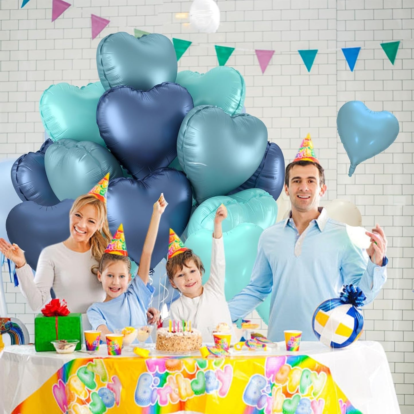 12 Pcs Heart Balloons, 18 inch Dusty Blue Heart Shaped Balloons, Big Foil Helium Balloon, Love Foil Balloon for Wedding Baby Shower Anniversary Valentine Party Decorations