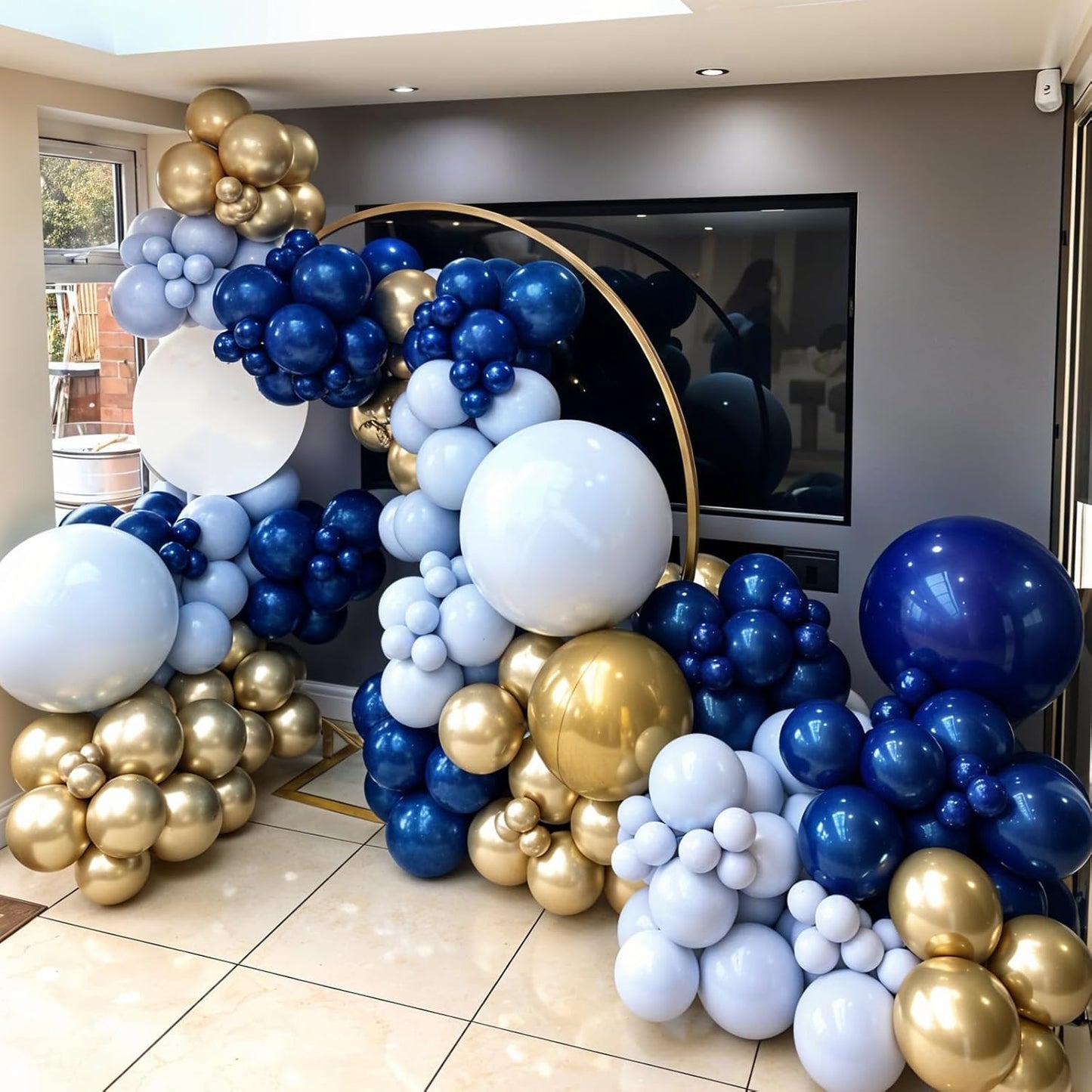 Blue and Gold Balloons, 50pcs Metallic Blue Gold Balloons, Navy Macaron Balloon Confetti Balloon For Birthday Baby Shower Father's Day Party Wedding Graduation Bachelorette Anniversary Decorations