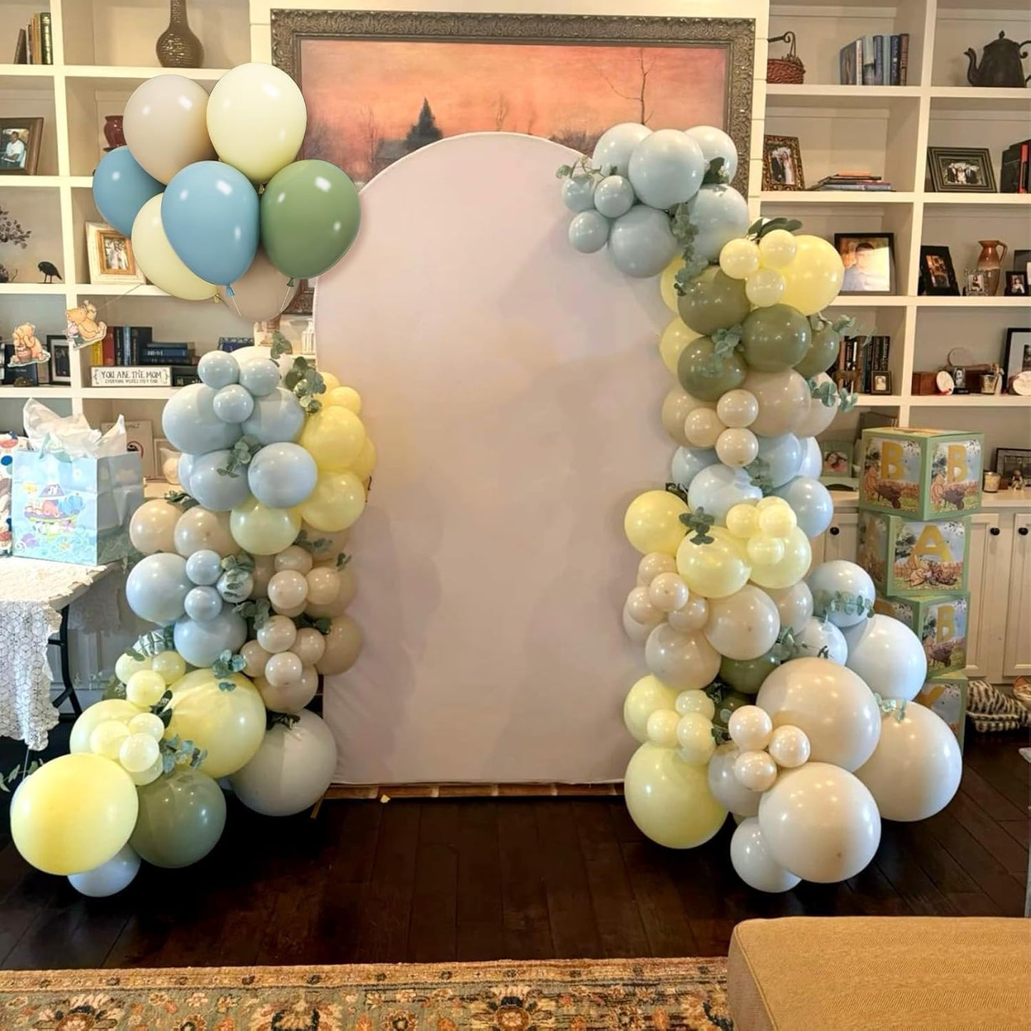 Sage Green Blue Balloons, 12 Inchs Dusty Blue Yellow Avocado Green Apricot Balloons for Girls Kids Birthday Party Wedding Anniversary Engagement Bridal Baby Shower Decorations