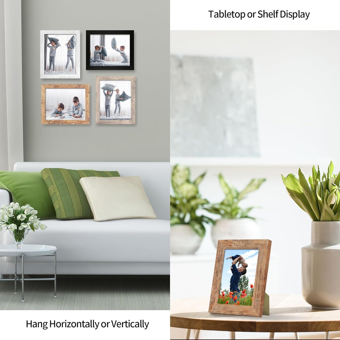 4x6 Picture Frame Set of 4 with High Definition Real Glass, Mixed Color Wood Photo Frames for Desktop Display and Wall Mounting