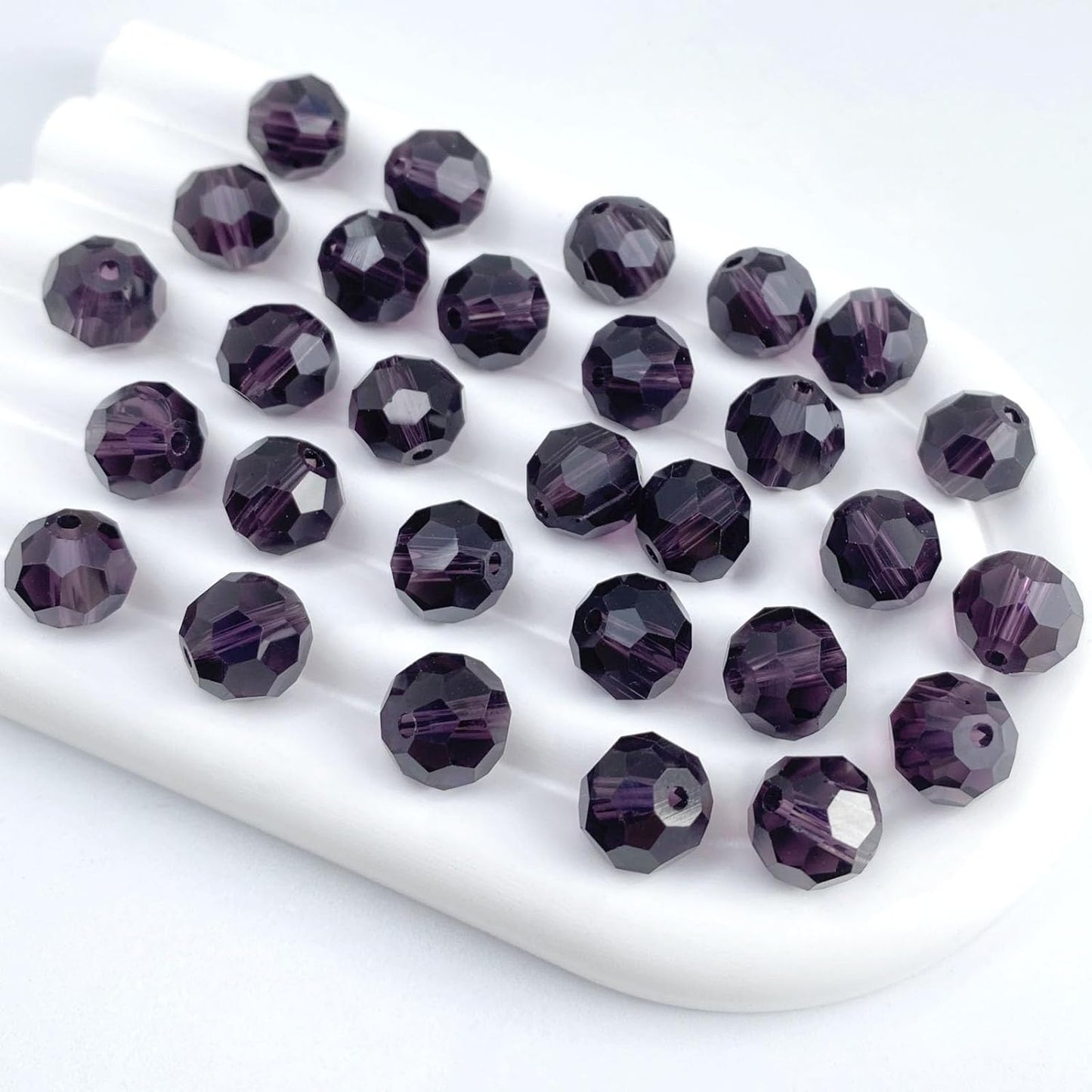 200 PCS 6mm Crystal Glass Beads Round Multiple Faceted Loose Spacer Glass Beads for DIY Handcrafte Bracelet Necklace Earring Jewelry Making(Violet)