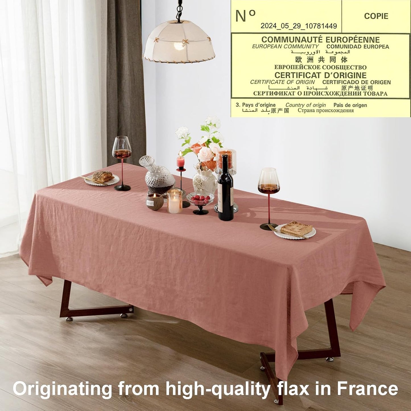 Talasily Linen Tablecloth 100% Pure Linen Table Cloth 60x108 Inches Rectangle Tablecloths Washable Cloths for Kitchen, Dining, Buffet Parties, Holidays, Picnic, Weddings and Restaurants-Muddy Pink