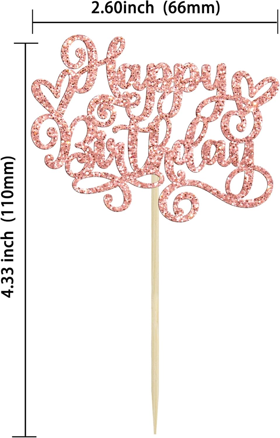 Gyufise 24Pcs Happy Birthday Cupcake Toppers Glitter Happy Birthday Cupcake Picks for Celebrating Happy Birthday Anniversary Theme Party Cake Decorations Supplies Rose Gold