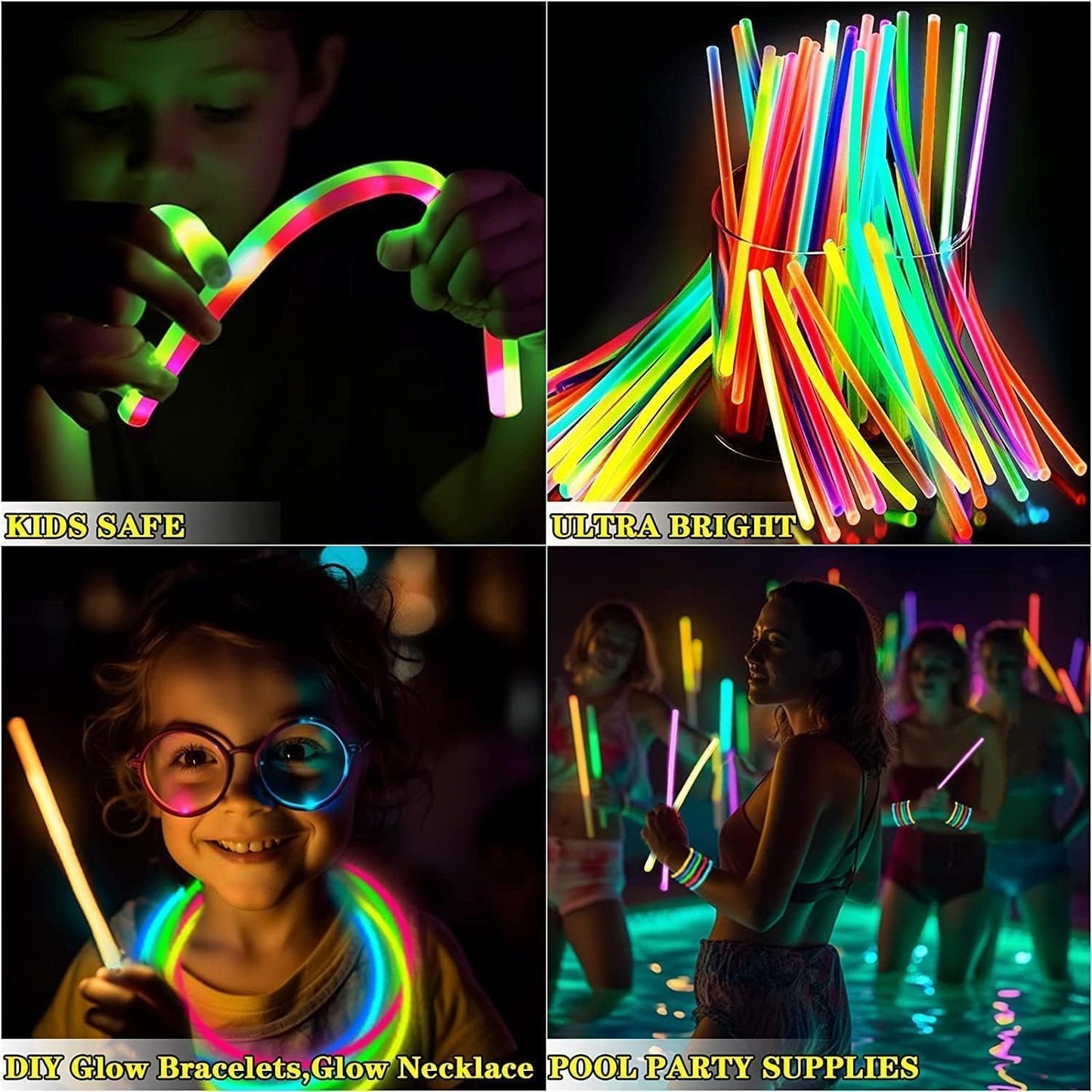 TURNMEON 360 Pack Ultra Bright Halloween Glow Sticks Bulk Party Pack Halloween Glow In The Dark Halloween Party Supplies Favors Glow Sticks Necklaces Bracelets with Connectors 8" Glow stick Light Up