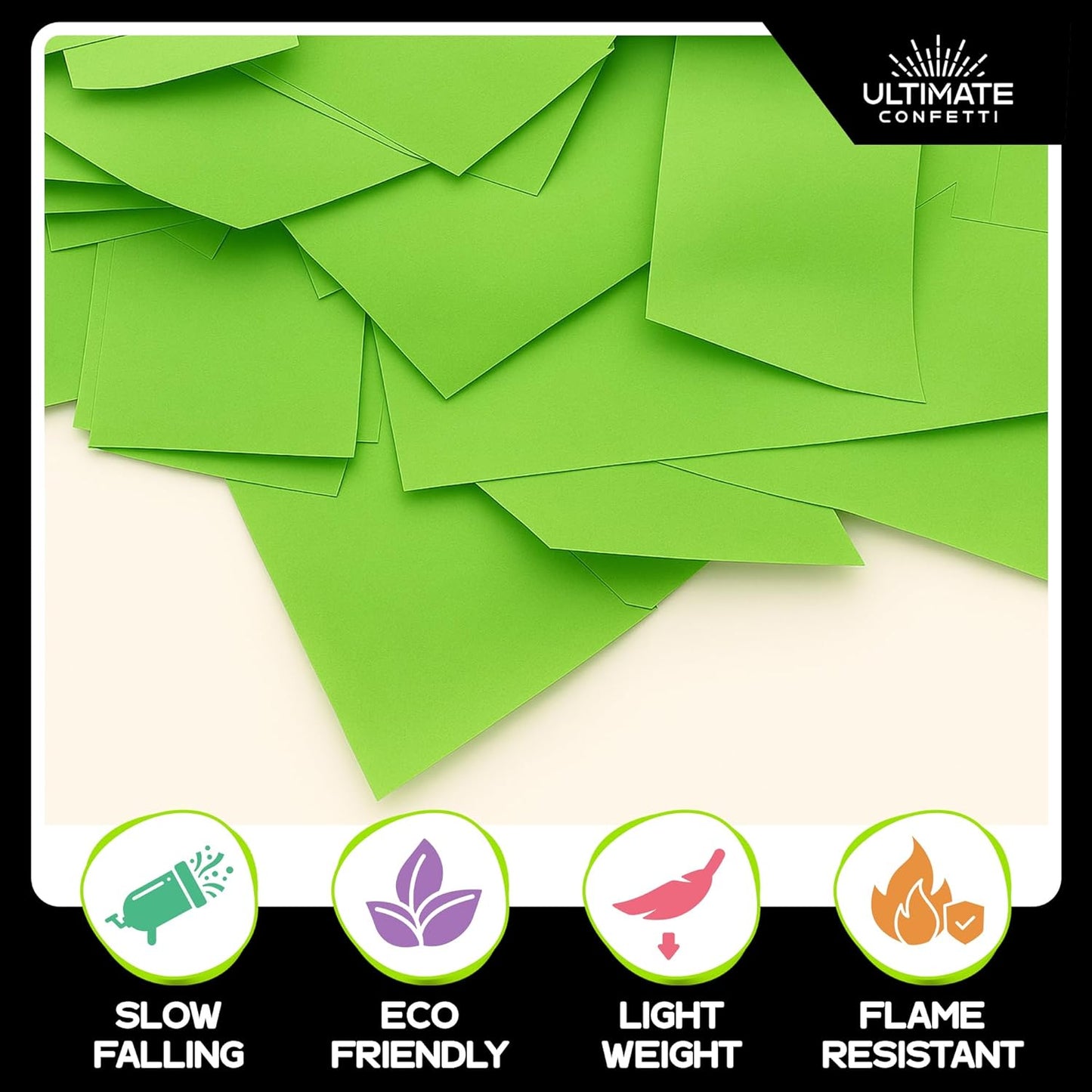 Ultimate Confetti, Rectangular Biodegradable Confetti – light Green Fluttering Tissue Paper Confetti for Cannon and Launcher use - Wedding Confeti, Birthday, Parties and Live Events - 1 lb, 16 oz