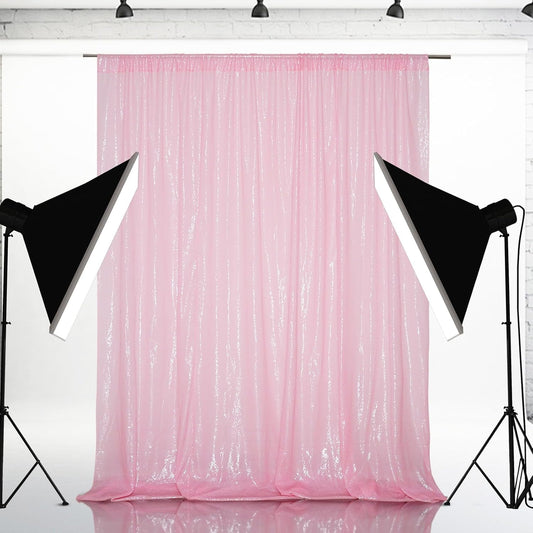 Eternal Beauty Pink Sequin Backdrop, 6x6 Ft Glitter Background Curtains for Shimmer Photography Party Wedding Birthday Back Drop Decor