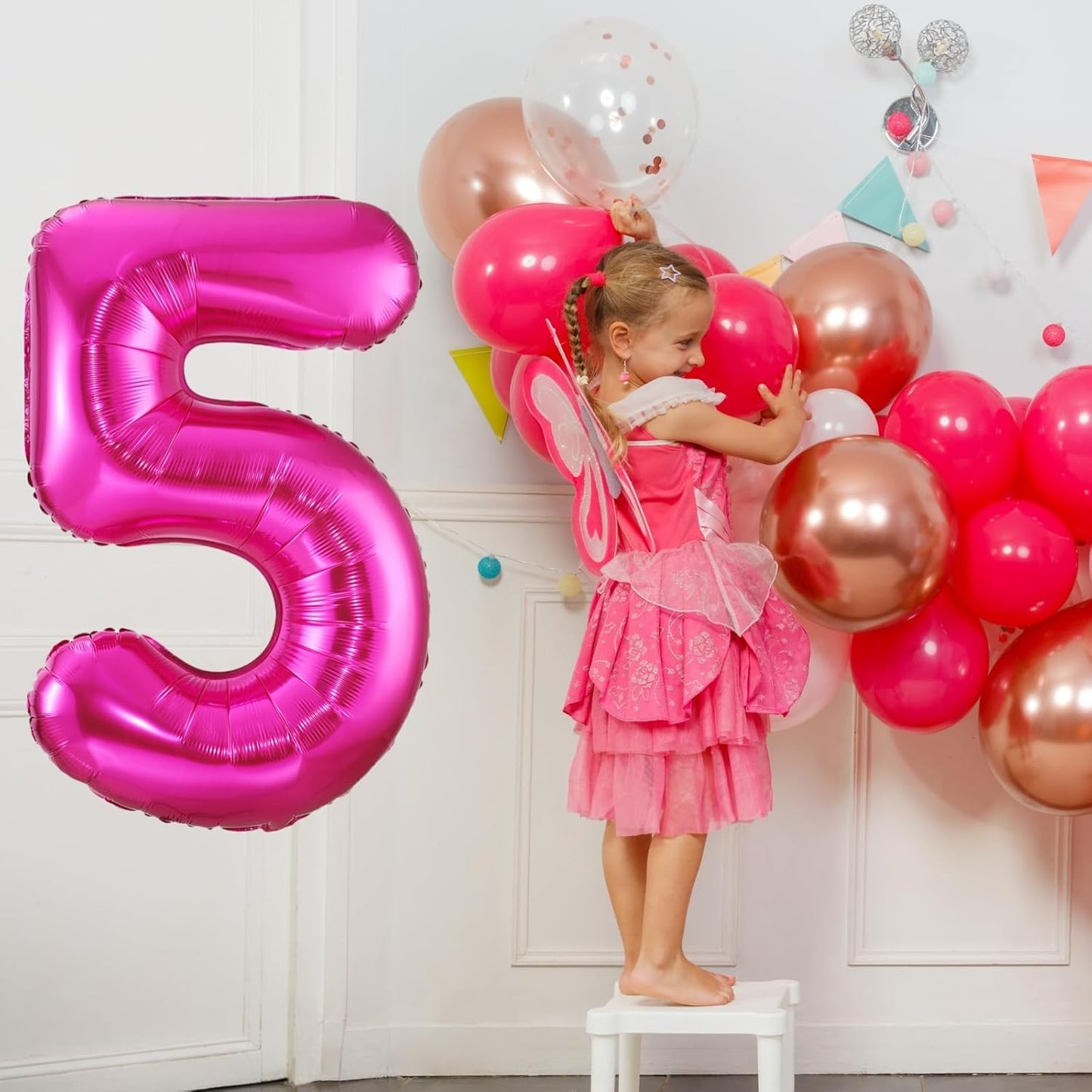 Hot Pink 7 Balloon,40 Inch Number 7 Balloon,7 Birthday Balloon Decorations, Foil Mylar Helium 7 Balloon Number for Birthday Party Decorations