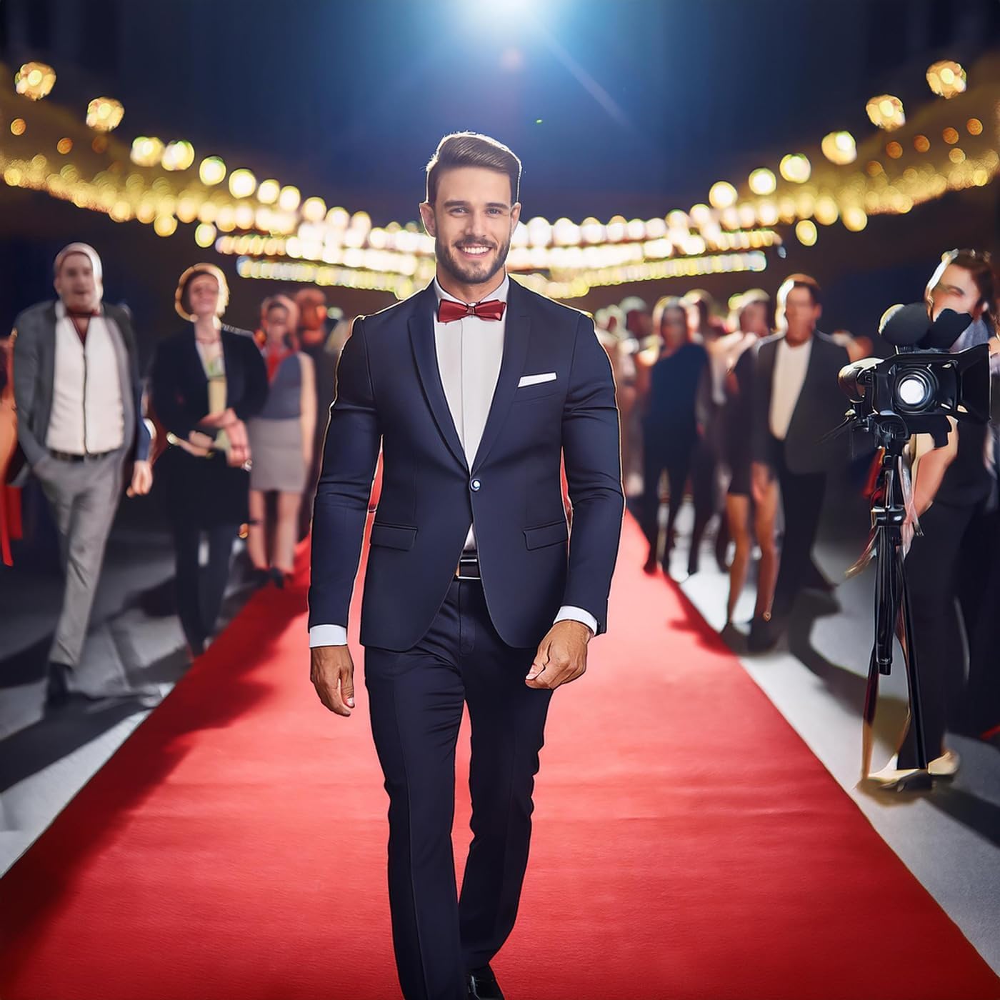 BannerBuzz Hollywood Red Carpet Runner – Premium Non-Slip 3x10 ft Aisle Rug for Weddings, Parties, and Events – Ideal for Step and Repeat Backdrop Event Decoration