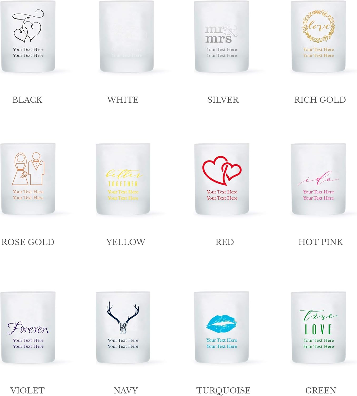 WEDDINGSTAR Personalized 3oz Frosted Shot Glass Customizable Full Color Print - 108 pack