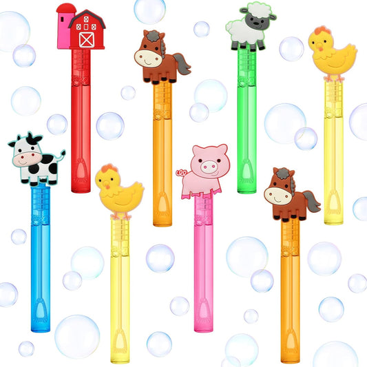24 Farm Animal Party Favors Bubble Wands for Kids, Chicken Sheep Horse Cow Pig Mini Bubbles Wand Toys, Barnyard Farm Theme Birthday Party Supplies Goodie Gift Bag Stuffers Pinata Classroom Prizes