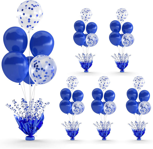 6 Set Blue Balloon Table Centerpieces for Birthday Parties, Balloon Stand Kit with Blue Balloons for Table Decoration