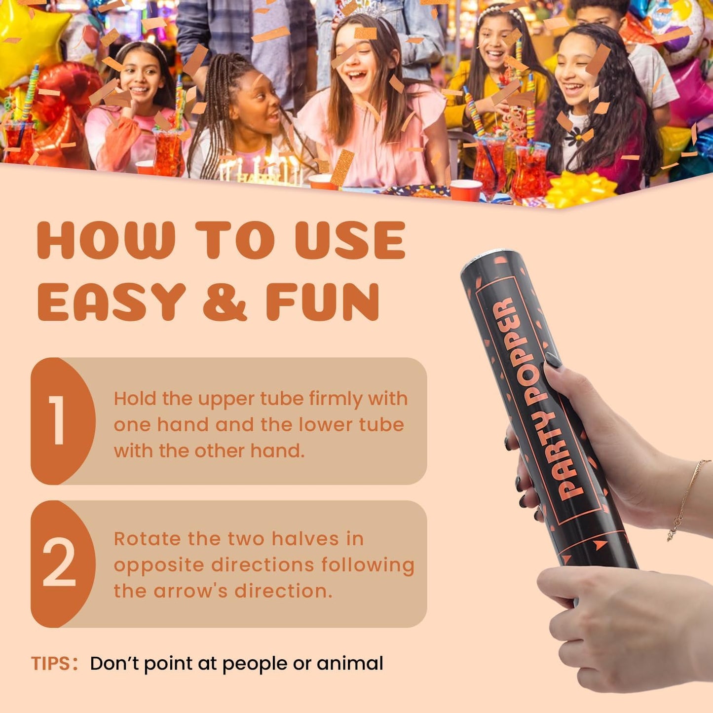 Confetti Poppers Orange Confetti Cannon 12 Pack Party Poppers Biodegradable12 inch Wedding Party Confetti Bulk Streamer Confetti Cannon Launches up to15-25ft for Christmas Birthday Graduation New Year