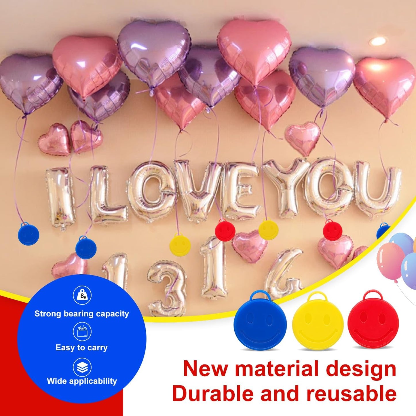 45PCS Balloon Weights Colorful Plastic Heavy Balloon Pendants Wedding Birthday Party Balloons Accessories For Helium Balloon Decoration (Happy)
