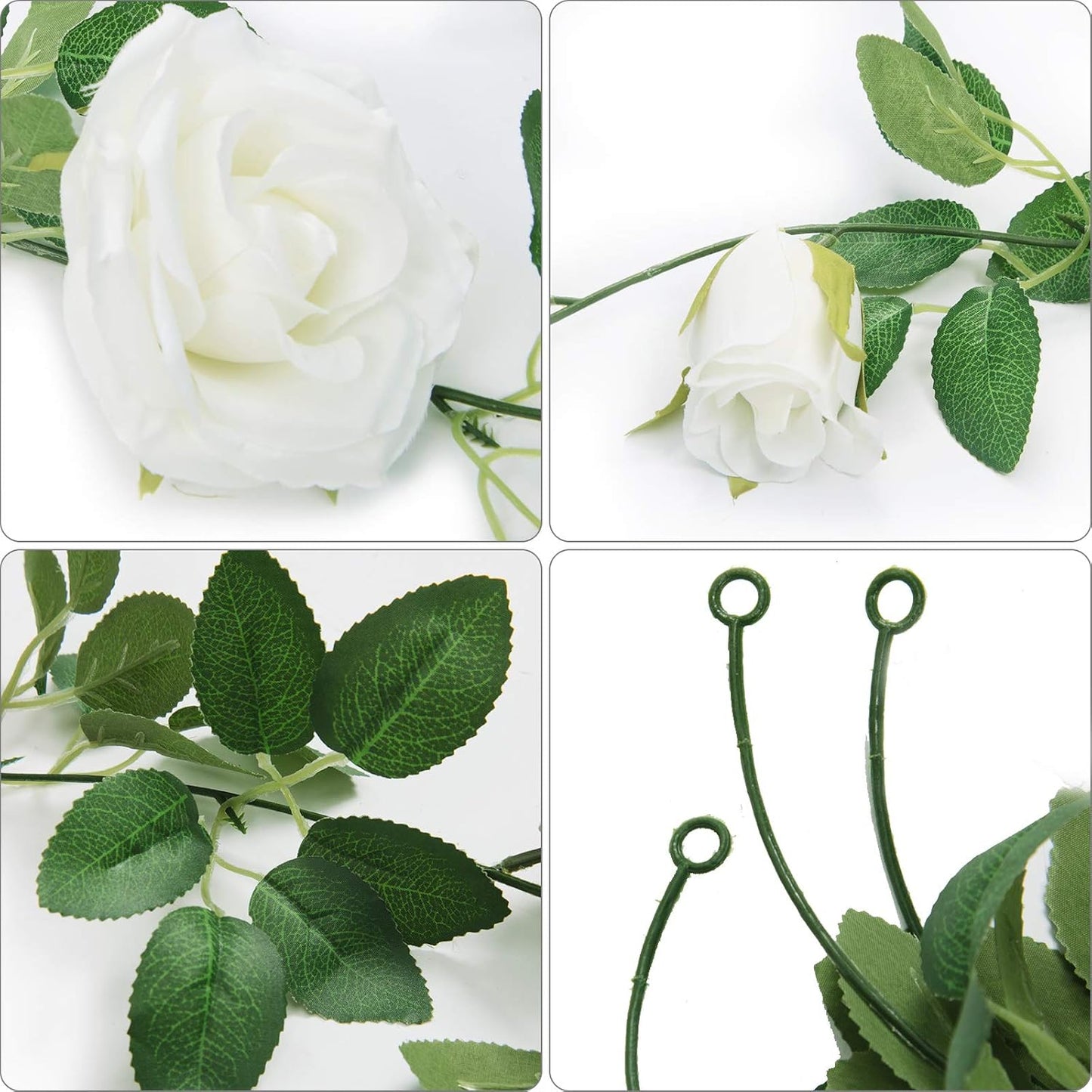 U'Artlines 3 Pack Artificial White Rose Vines Floral Garlands Total 19.5 Ft Fake Vine Silk Flower Garland for Indoor Outdoor Home Wedding Arch Garden Wall Decoration