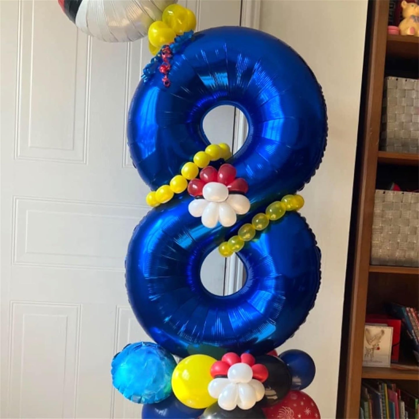 Navy Bluen Balloon Number 8, 40 Inch Large Self Inflating Royal Blue Foil Number Balloons 0-9, Dark Blue Digital 8 Helium Balloon for 8th Boys Men Birthday Party Anniversary Decorations
