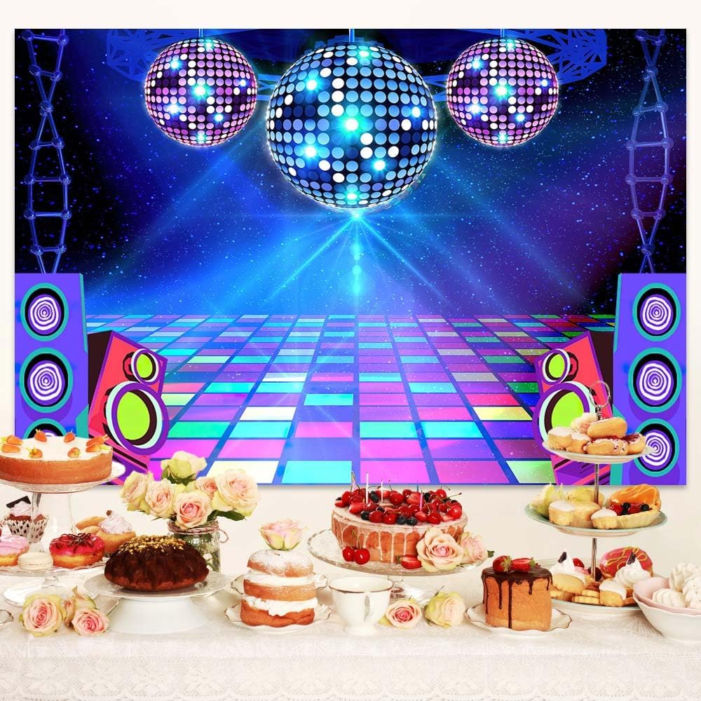 Disco Backdrop 7 x 5 ft Retro Glow Party 70s 80s 90s Theme Stage Dance Background Disco Party Decoration Disco Ball Banner Dance Backdrop for Birthday Party Prom Portrait Photo Props Polyester, Red