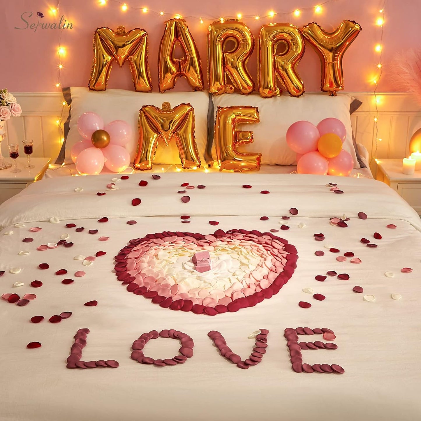 Serwalin 500pcs Silk Rose Petals Artificial Flowers Petals for Weddings Proposal Burgundy Pink Petals Fake Rose Petals for Wedding Flower Girl Basket Bridal Shower (4 Color Mixes)