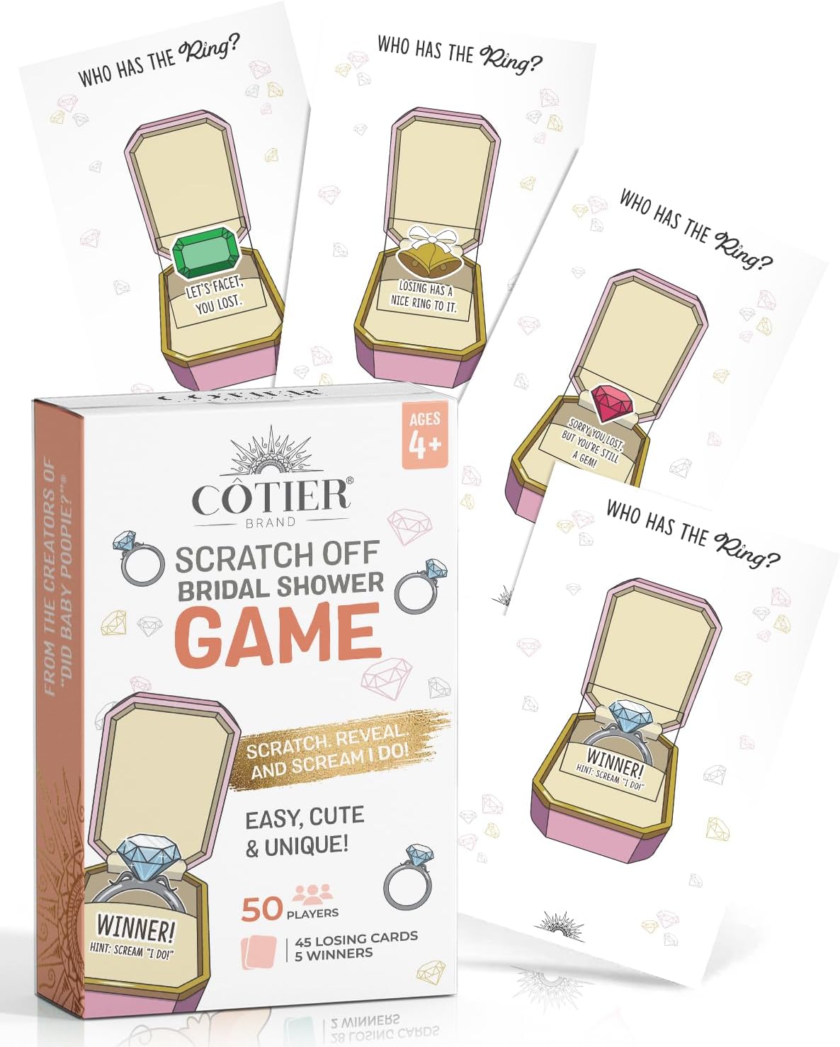 Who Has The Ring Bridal Shower Scratch Off Game - Hilarious Losing Phrases on Ticket Cards - Easy to Play - Funny Wedding Shower or Fun Engagement Party Game Idea for 30 Guests