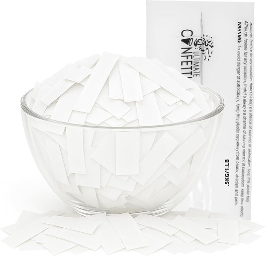 Ultimate Confetti, White Biodegradable Confetti - Rectangular Fluttering Tissue Paper Confetii for Cannon and Launcher use – Best for Mother’s Day, Wedding, Parties and Live Events - 1 lb, 16 oz