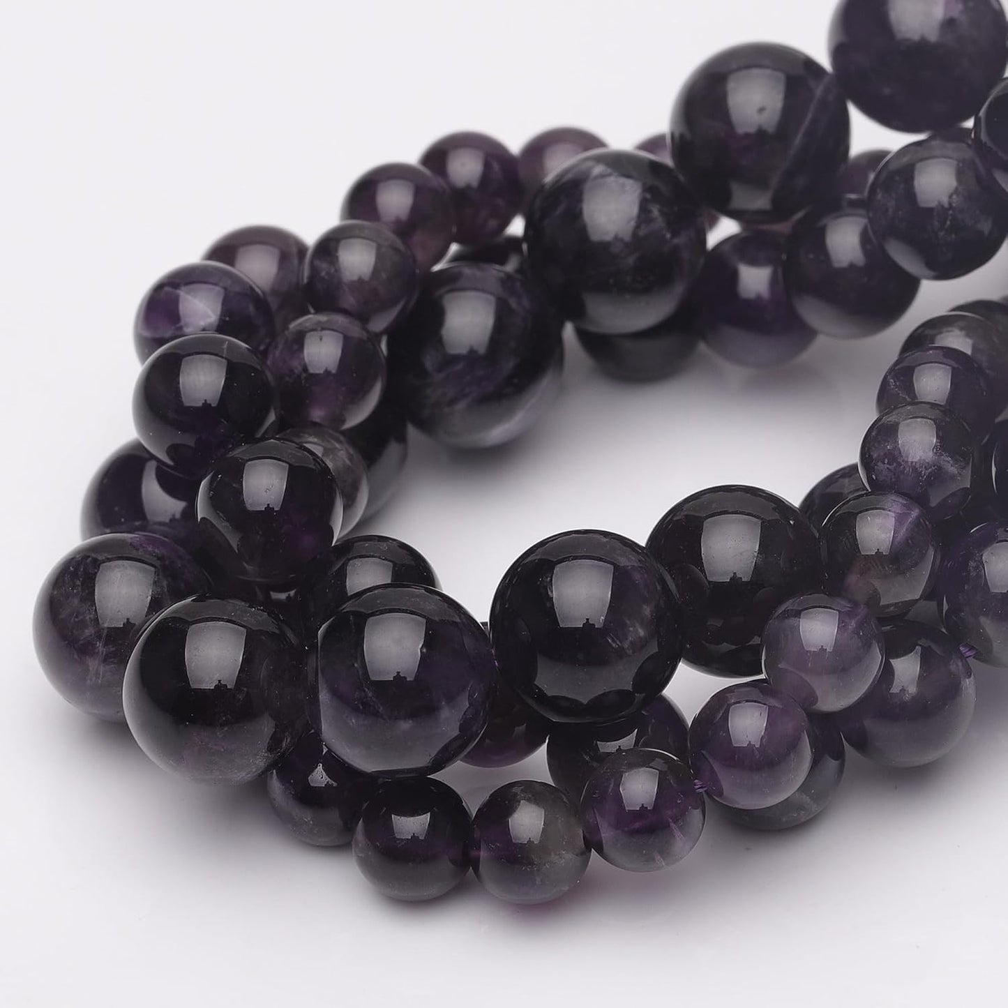 10mm Natural Crystal Beads for Jewelry Making,Amethyst Polished Smooth Round Gemstone Beads for Bracelet Necklace 15 Inch
