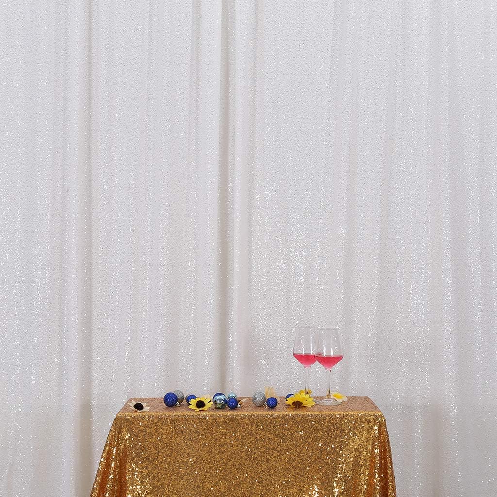 Eternal Beauty White Sequin Backdrop, 6x6 Ft Glitter Background Curtains for Christmas Shimmer Photography Party Wedding Birthday Back Drop Decor