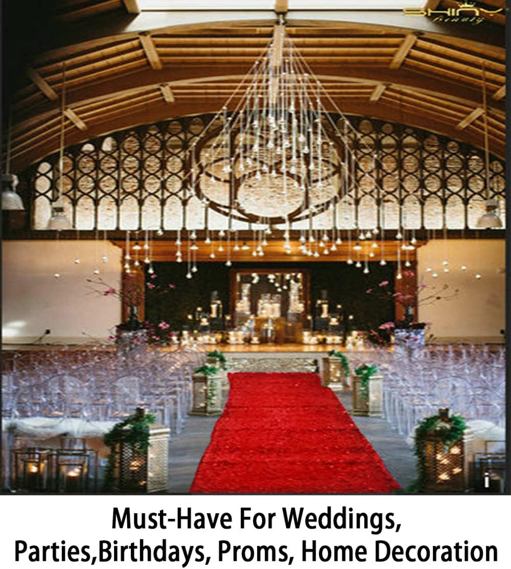 ShinyBeauty Red Sequin Aisle Runner - 2FTx15FT Glitter Carpet for Weddings, Ceremonies, and Special Events