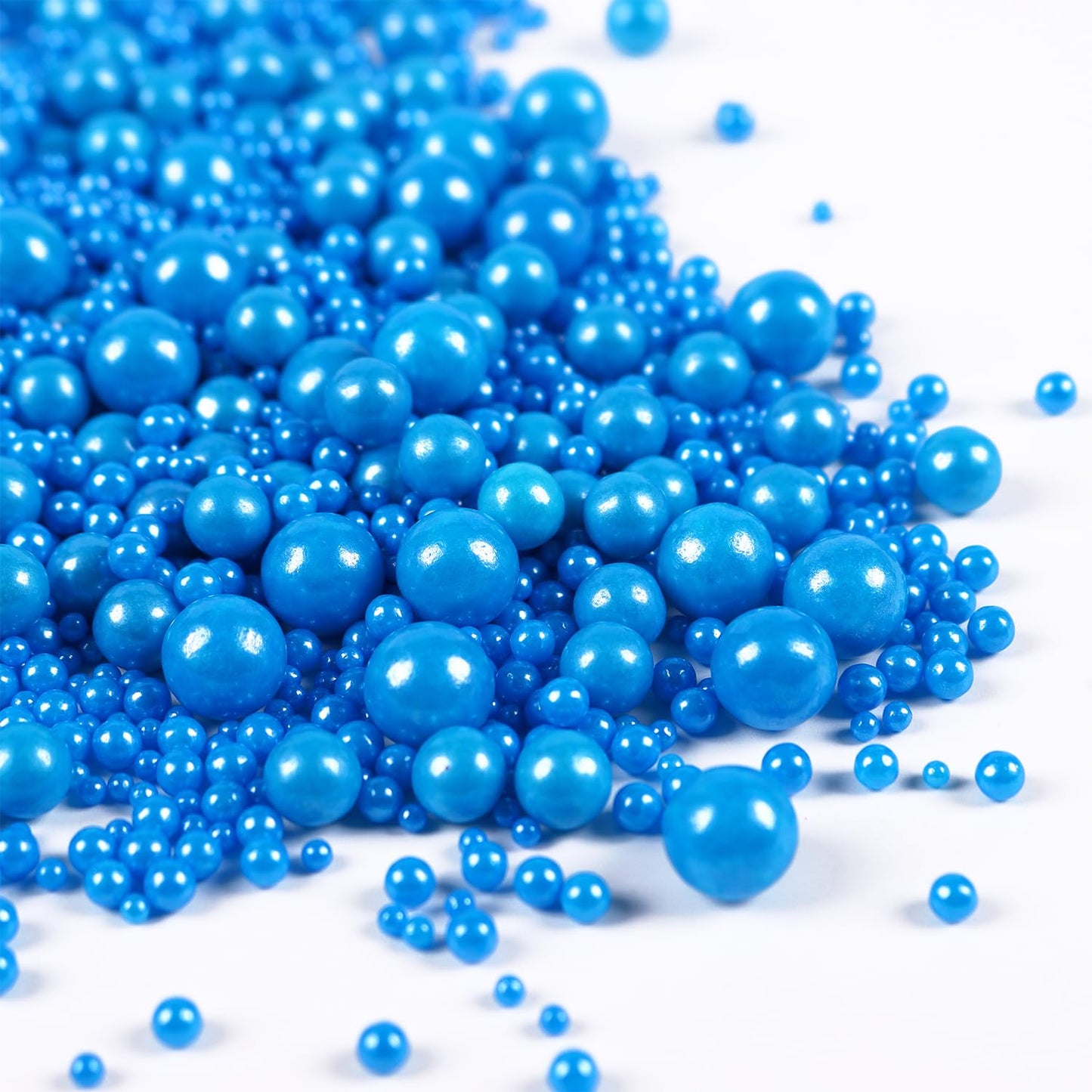 Edible Pearls for Cake Decorating, Blue Pearl Sprinkles, Blue Sprinkles for Cookies, Macaron, Cake, and Ice Cream Topping, Perfect for Independence Day, Holidays, Birthday and Baby Shower(120g/4.23oz)