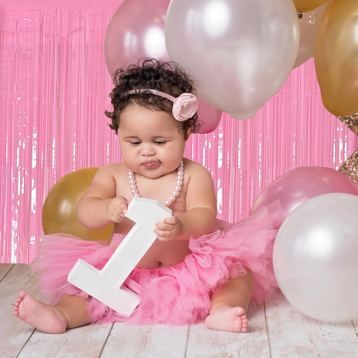 5 Pack Foil Curtain Pink Backdrop Streamers Metallic Tinsel Fringe Curtains Photo Booth Props for Birthday Wedding Engagement Bachelorette Christmas Holiday Celebration Party Decorations