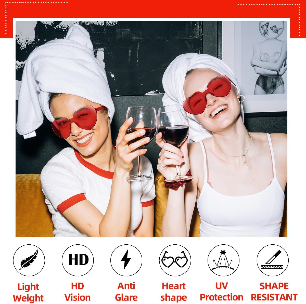 12/20/24 Pairs Heart Sunglasses for Women Men, Trendy Heart Shaped Rimless Transparent Sunglasses, Bachelorette Party