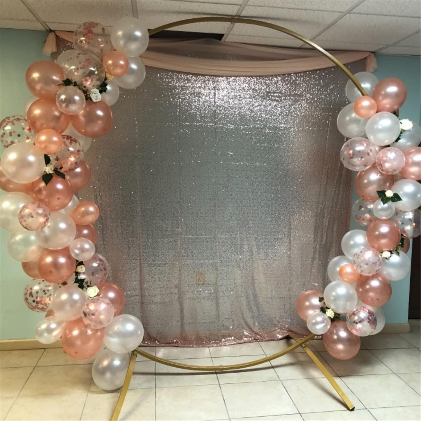 Rose Gold & White Balloons - Pack of 30, 12 Inch Pearl Rose Gold & White Confetti Latex Party Balloons for Girls, Women, Wedding, Birthday, Valentine's Day, Bridal Shower Decoration