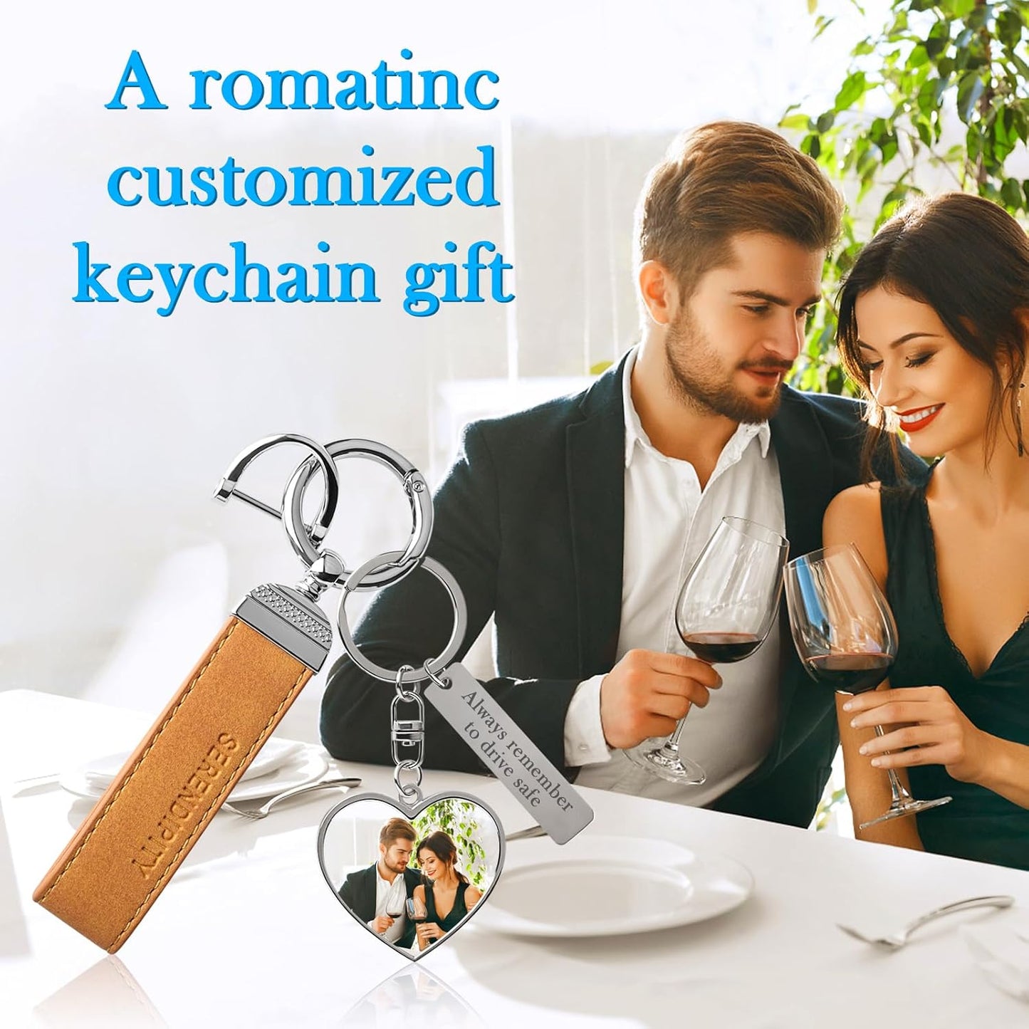 Double Side Custom Keychain with Picture Personalized Engraving Photo Text Customized Gifts for Men Women