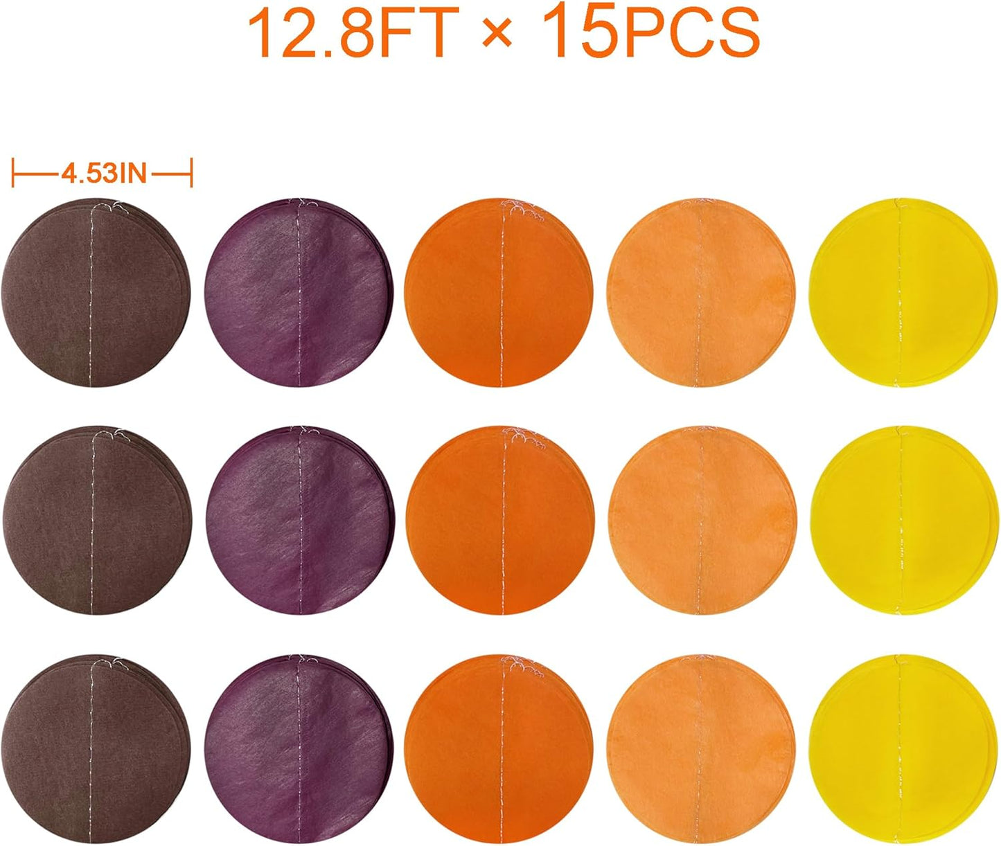 192Ft Fall Party Decorations Big Circle Dots Backdrop Garland Yellow Orange Burgundy Brown Tissue Paper Polka Dot Hanging Streamers for Birthday Wedding Fall Autumn Thanksgiving Harvest Party Supplies