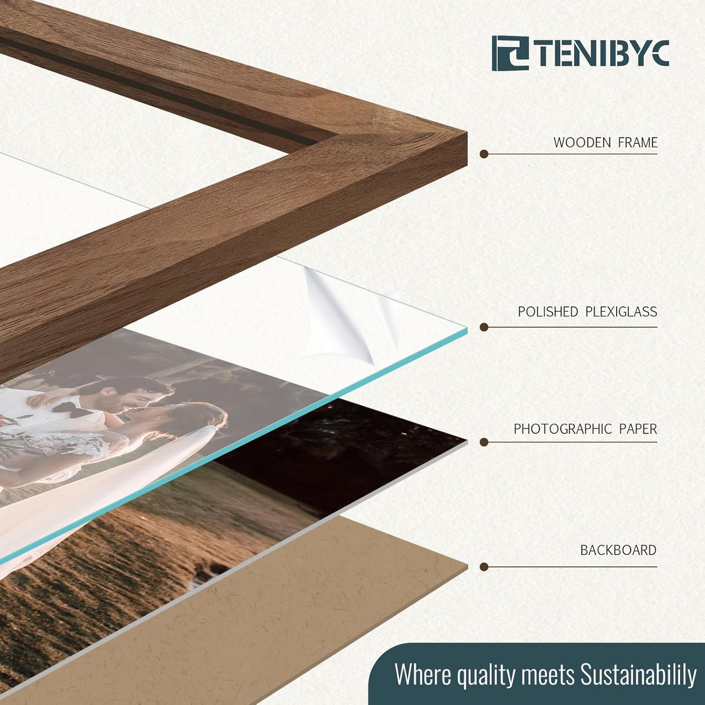 18x24 Frame Walnut 4 Pack, Brown Wood 18 x 24 Poster Frame, Display Pictures, Posters, Puzzles, Horizontal or Vertical Wall Hanging