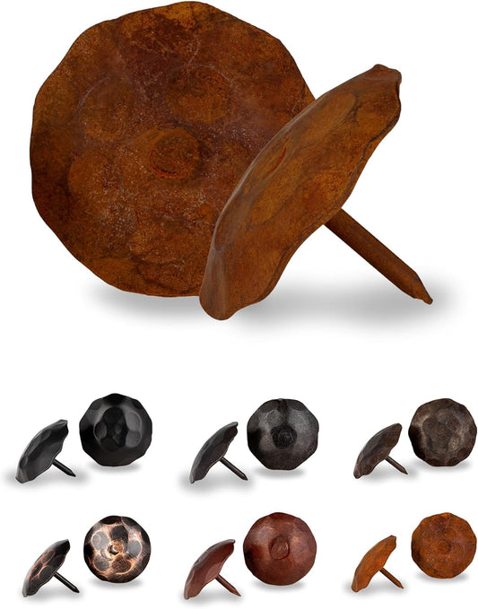10 Pack 1.5" Round Head Iron Clavos Decorative Nails – Rusted – Handmade Rustic Round Fasteners for Farmhouse Shutters, Faux Wood Beams, Barn Doors, Shutters, Gates – Ornamental Wood Accent