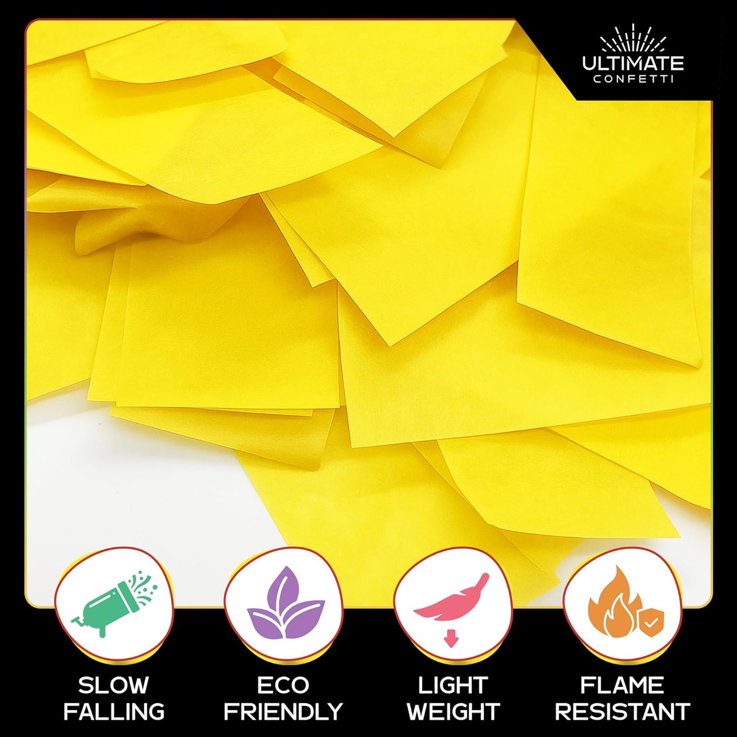 Ultimate Confetti, Biodegradable Confetii - Rectangular Yellow Fluttering Tissue Paper Confetti for Cannon and Launcher use - Best for Birthday, Wedding, Parties and Events - 1 lb, 16 oz
