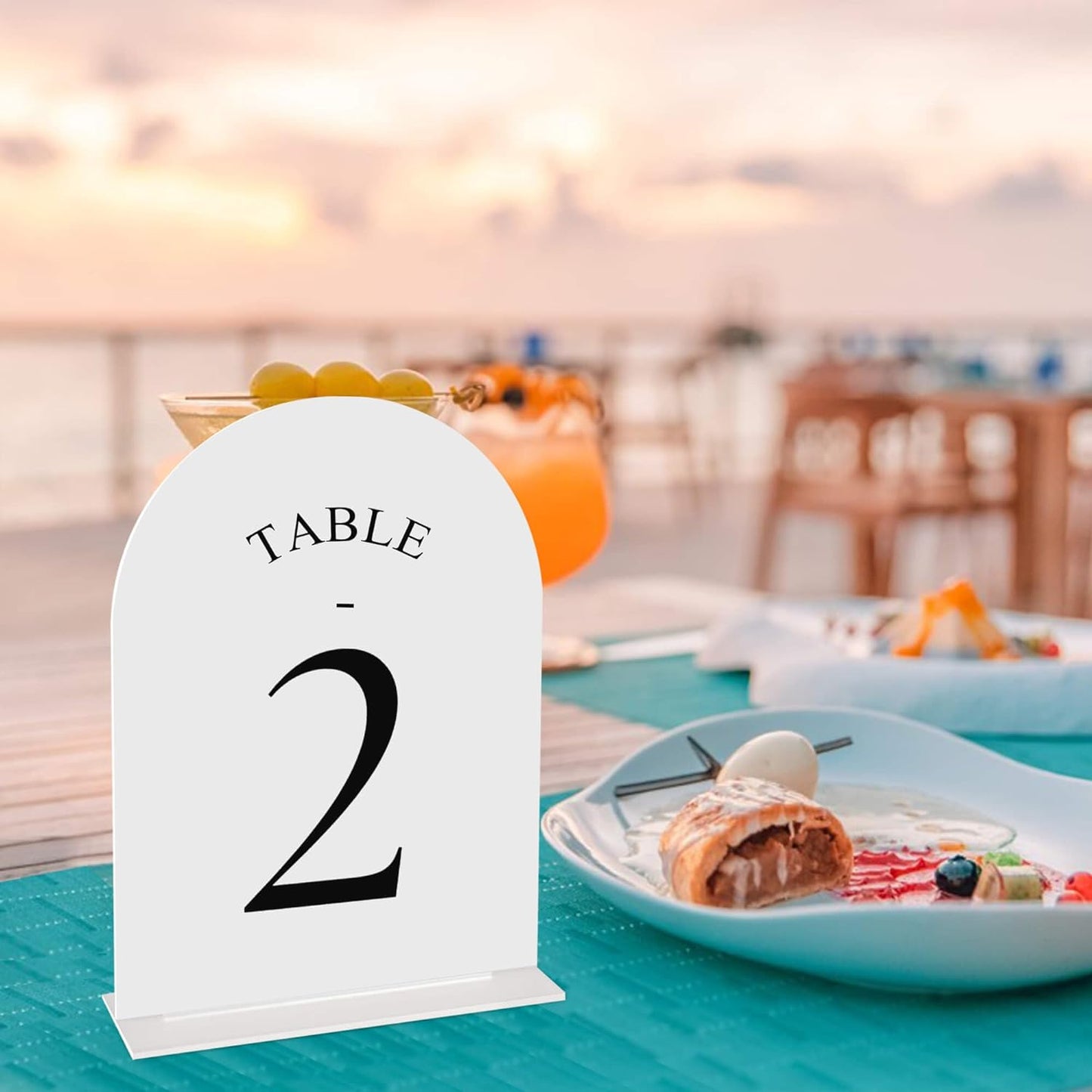 JOYIT Arch Wedding Table Numbers 1-30 with Stands – Double-Sided Printed 5" X 7" Acrylic Table Signs with White Background Black Text, Perfect Acrylic Table Numbers for Wedding Receptions, Parties, Anniversaries, and Events