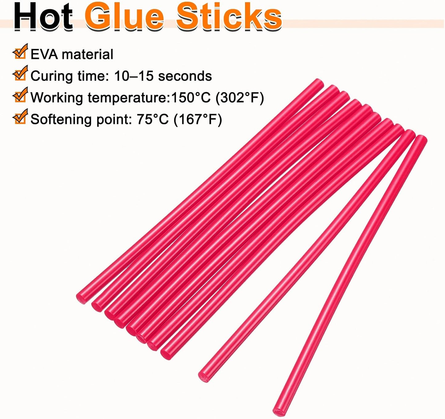 HARFINGTON 10pcs Hot Glue Sticks 0.28" Dia x 9.84" Long EVA Mini Hot Melt Adhesive Glue Stick for Hot Melt Gun Wood Plastic Glass Flowers Fabrics Foam, Rose Red