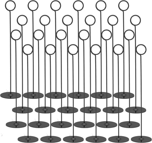 Urban Deco 24PK Table Number Holders Place Card Holders 12 Inch Table Card Holders Steel Card Holders for Photos, Food Signs, Memo Notes, Weddings, Restaurants, Birthdays (Black 24PK)