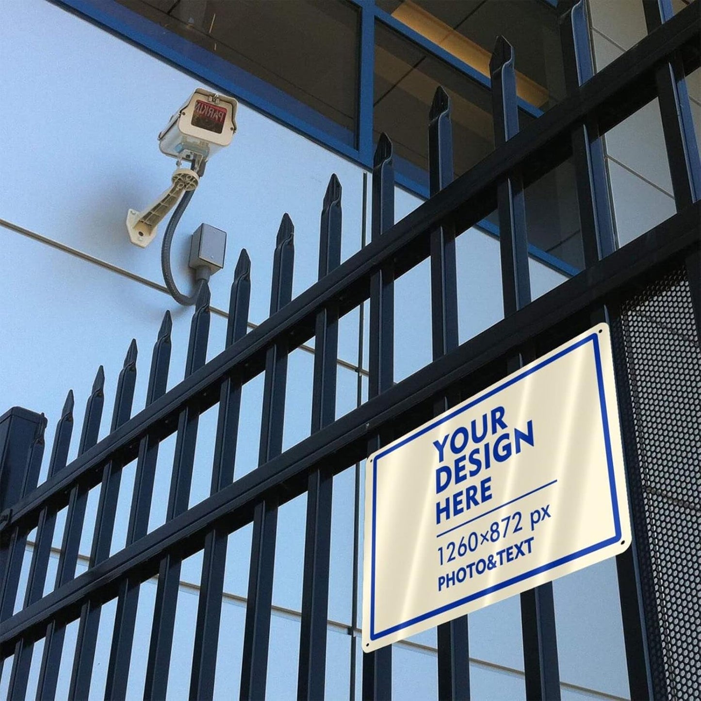 Custom Signs Outdoor Metal Sign - 12 x 8 Customized Personalized Aluminum Signs for Office, Home, Business, Decor, Custom Road Signs, Rust-Proof Sign (Blue Text Box), 12x8 inches