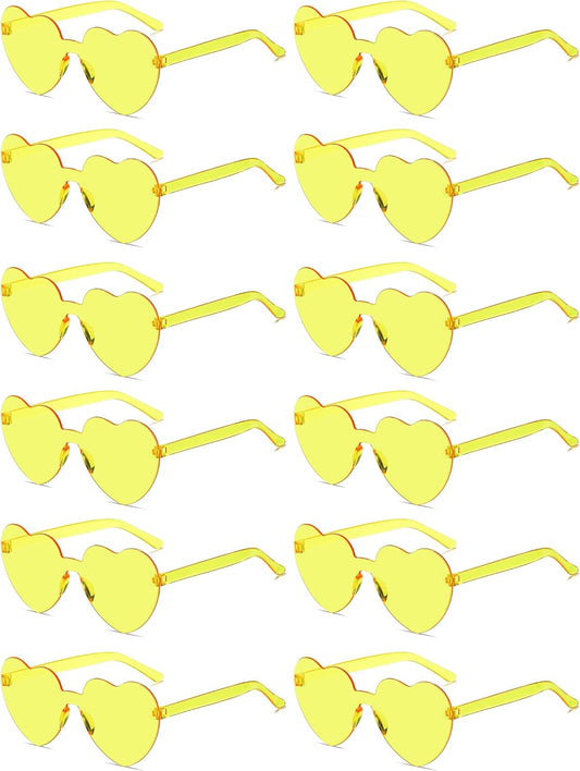 12/20/24 Pairs Heart Sunglasses for Women Men, Trendy Heart Shaped Rimless Transparent Sunglasses, Bachelorette Party