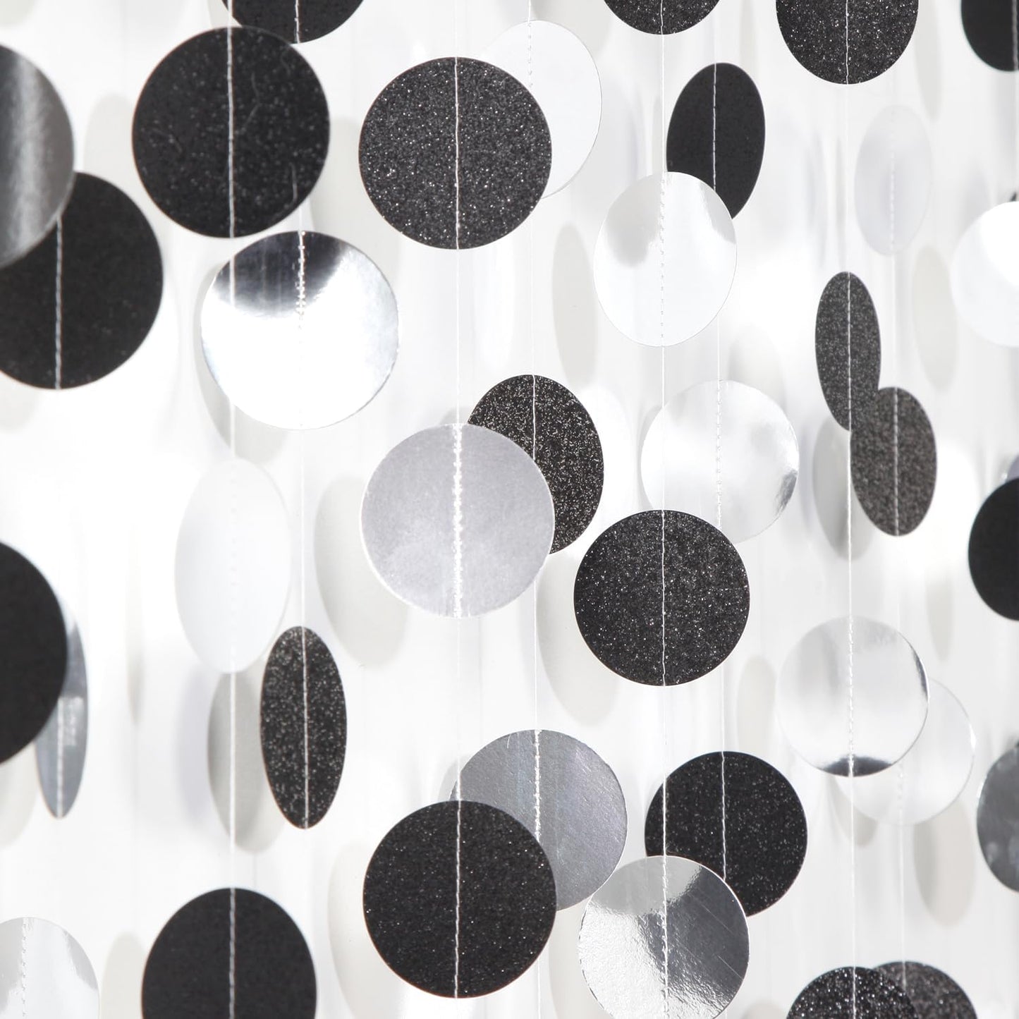 Black-Silver Birthday Graduation Party-Decorations Streamers - 52Ft Hanging Paper Garland Banner,Bachelorette Wedding Baby Bridal Shower New Years Supplies Backdrop Decor Hugtmr