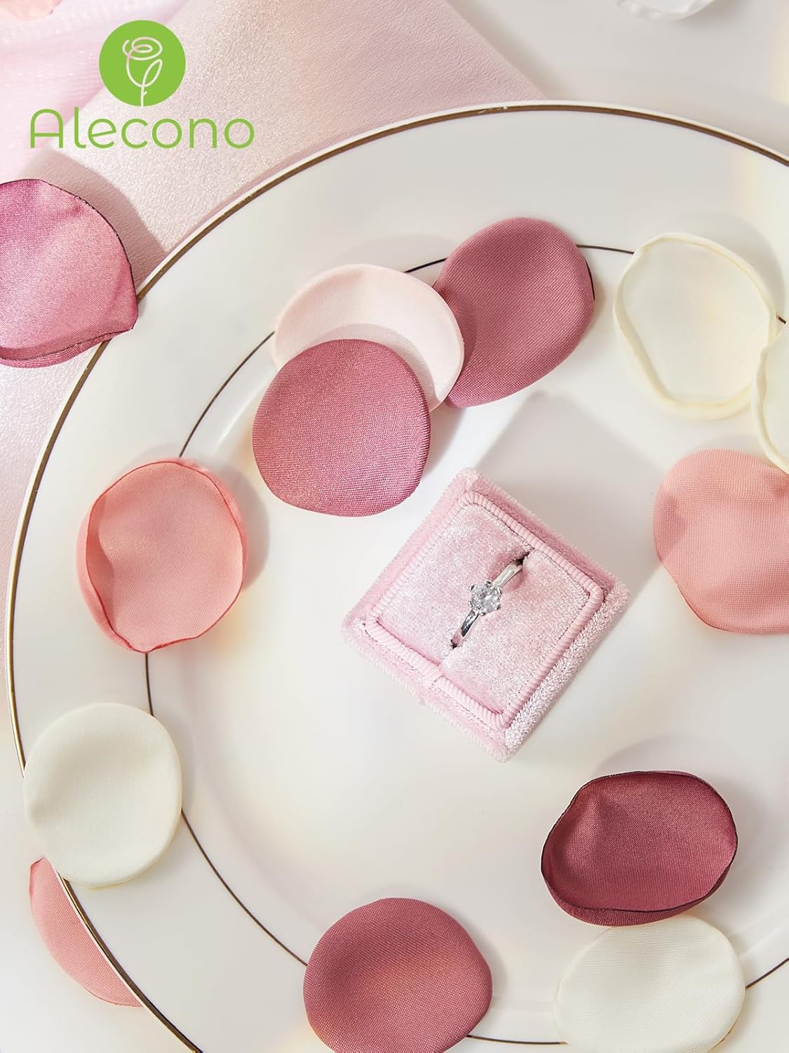 Alecono 𝟰𝟬𝟬𝙋𝙘𝙨 Silk Rose Petals, Fake Pink Rose Petals for Wedding Proposal Flower Girl Basket, Flower Petals to Throw at Wedding for Birthday Party Decoration