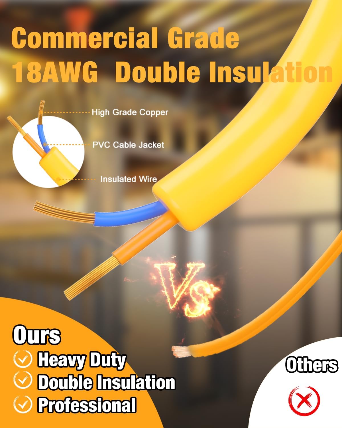 LED Construction String Light 100FT, 130W 16000Lm Industrial LED String Work Lights with 10 Bulbs, Linkable 5000K Super Bright Temporary Lighting for Construction Site, Job Site, Work Site